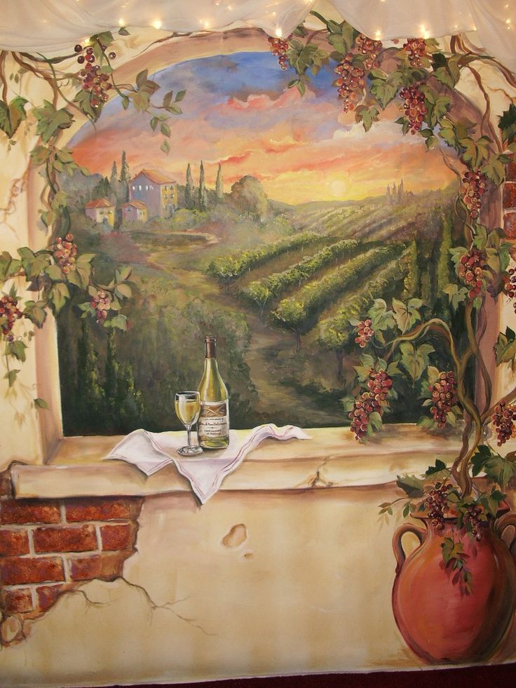 Custom Murals Italian Vineyard Landscape Mural Wine On Walls