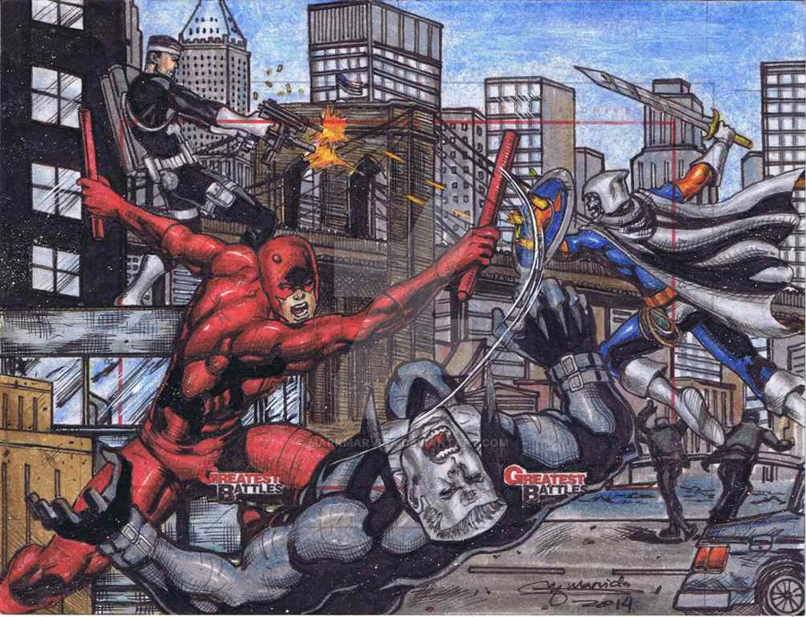 Daredevil And Punisher Vs Taskmaster Tombstone By Markmarvida On