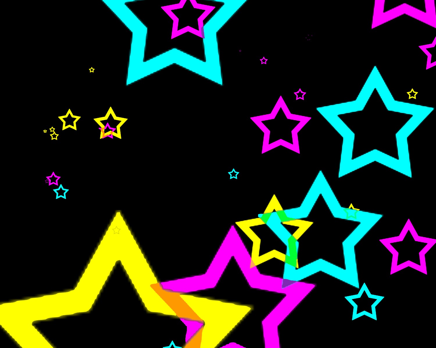 Neon Hearts And Stars Wallpaper HD Widescreen