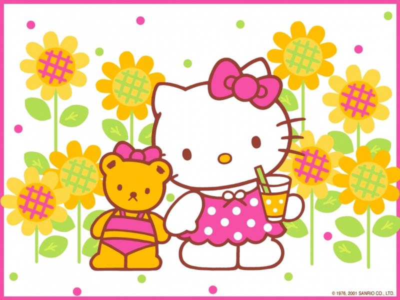 Hellow Kitty Drinking A Juice