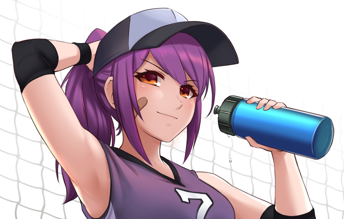 Wallpaper Girl Anime Purple Hair Bon Water