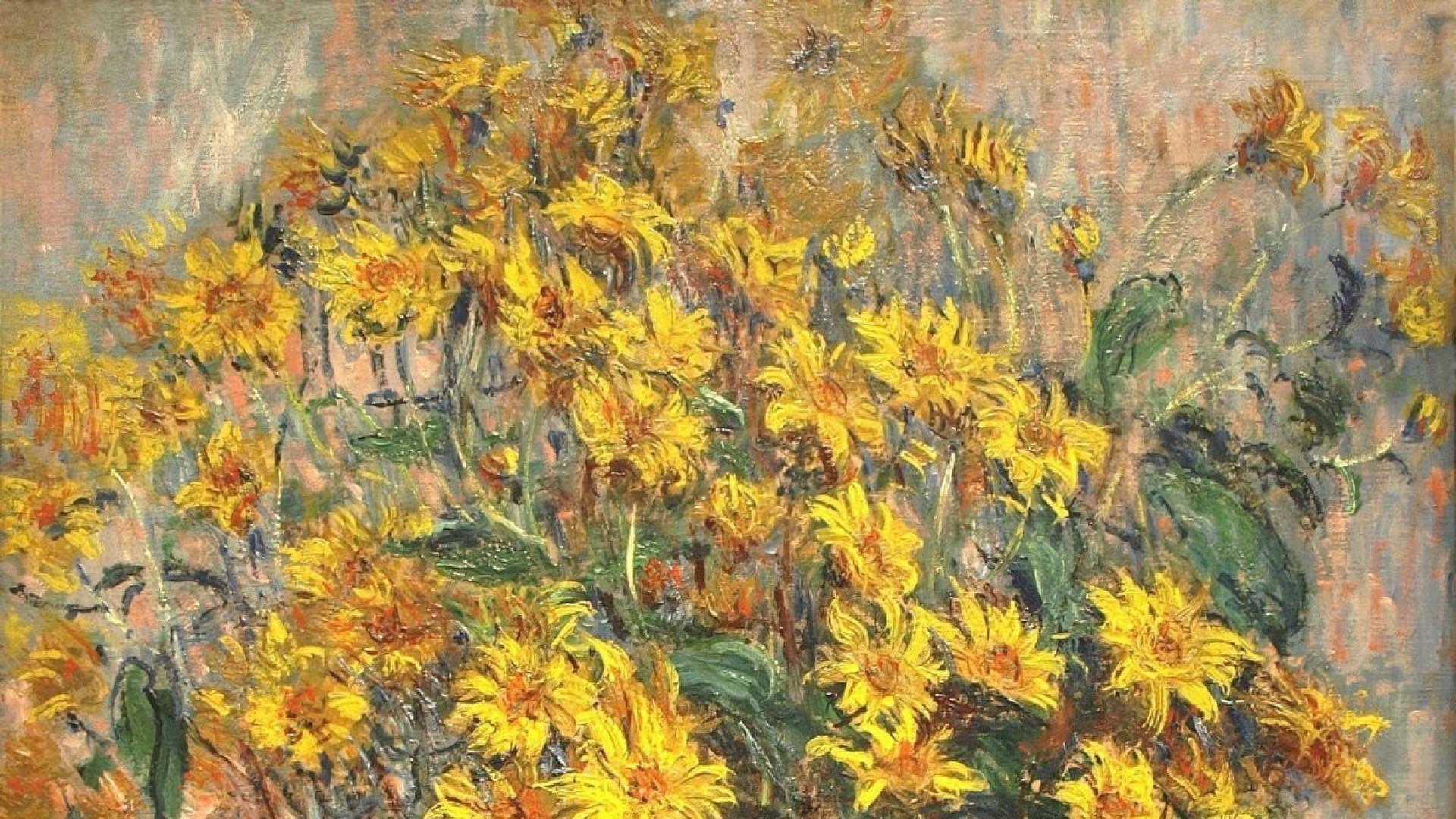 Vases Claude Mo Yellow Still Life Impressionism Wallpaper