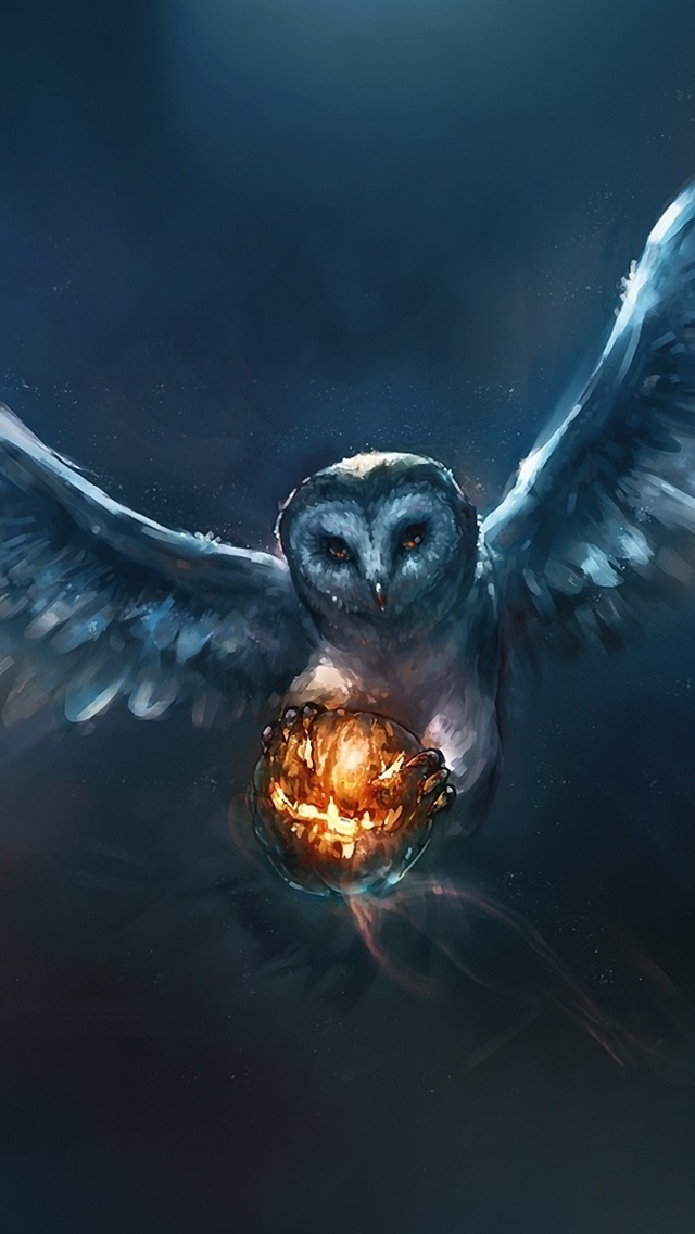 Animal Painting Owl Halloween Pumpkin iPhone 5s 5c