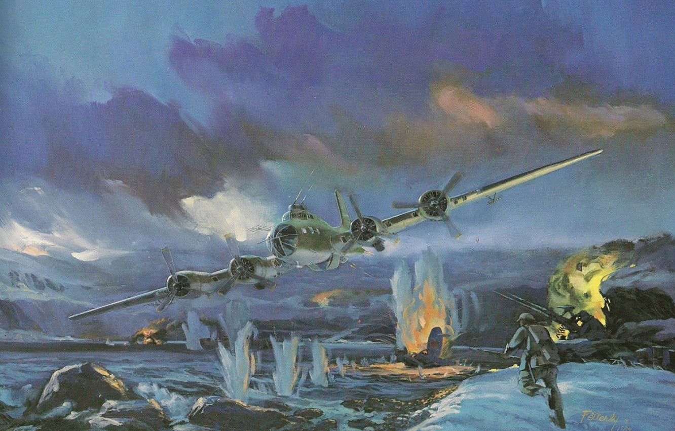 Wallpaper Boeing Art B Heavy First Flying Fortress