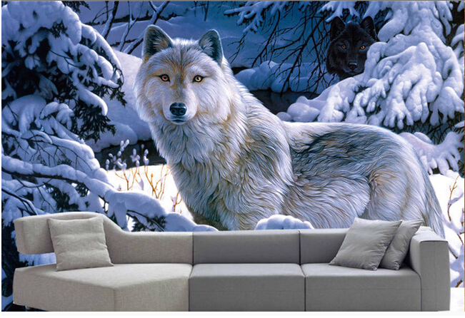 Sitting Bed Room Tv Setting Wall Photo Wallpaper The Wolf 3d Papel Jpg