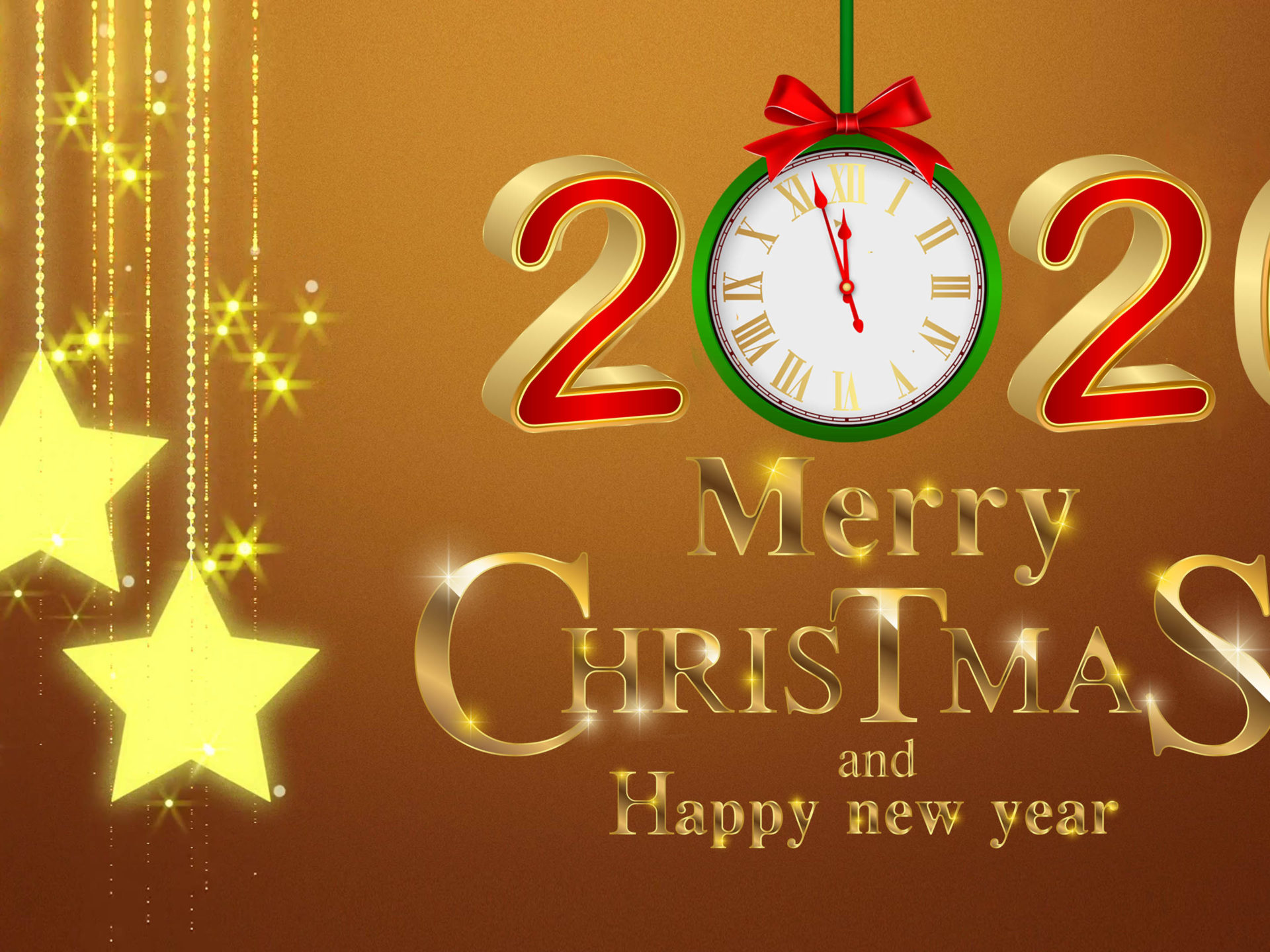Merry Christmas And Happy New Year Gold 4k Ultra HD Desktop