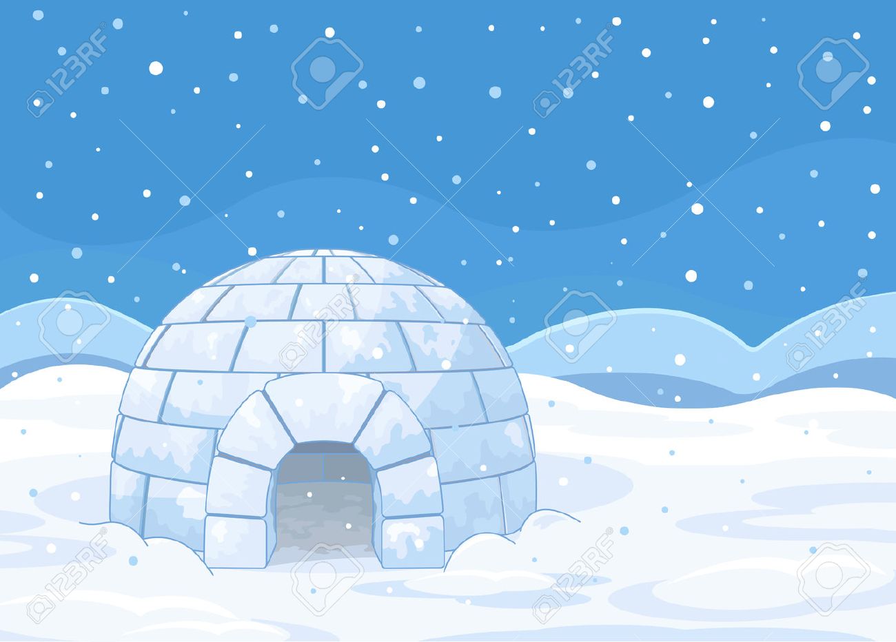 Illustration Of An Igloo On Winter Background Royalty