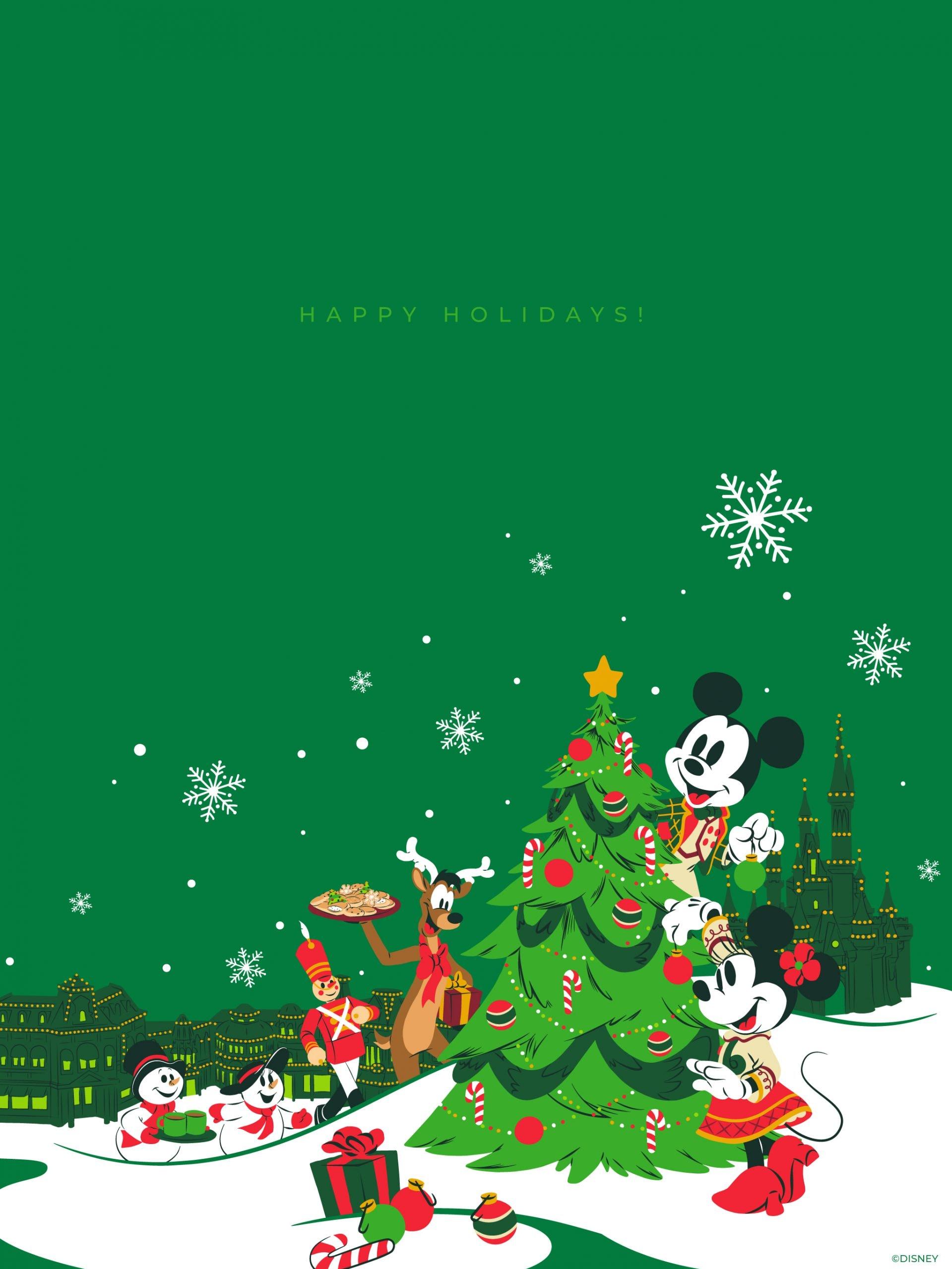 Mickey And Minnie Happy Holidays Wallpaper