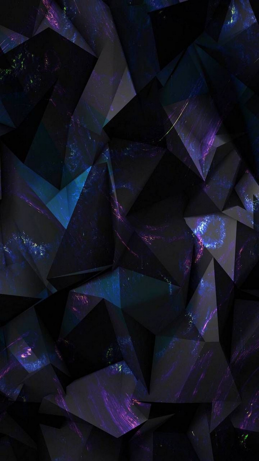 Abstract dark geometric background with triangular shapes and neon highlights, ideal for a cool dark wallpaper
