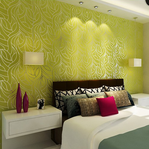 green wallpaper feature wall