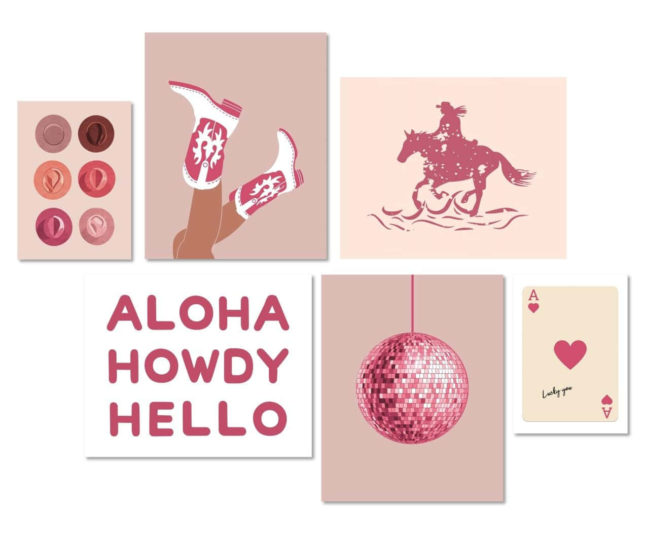 Pink Cowgirl Aesthetic Collage Wallpaper