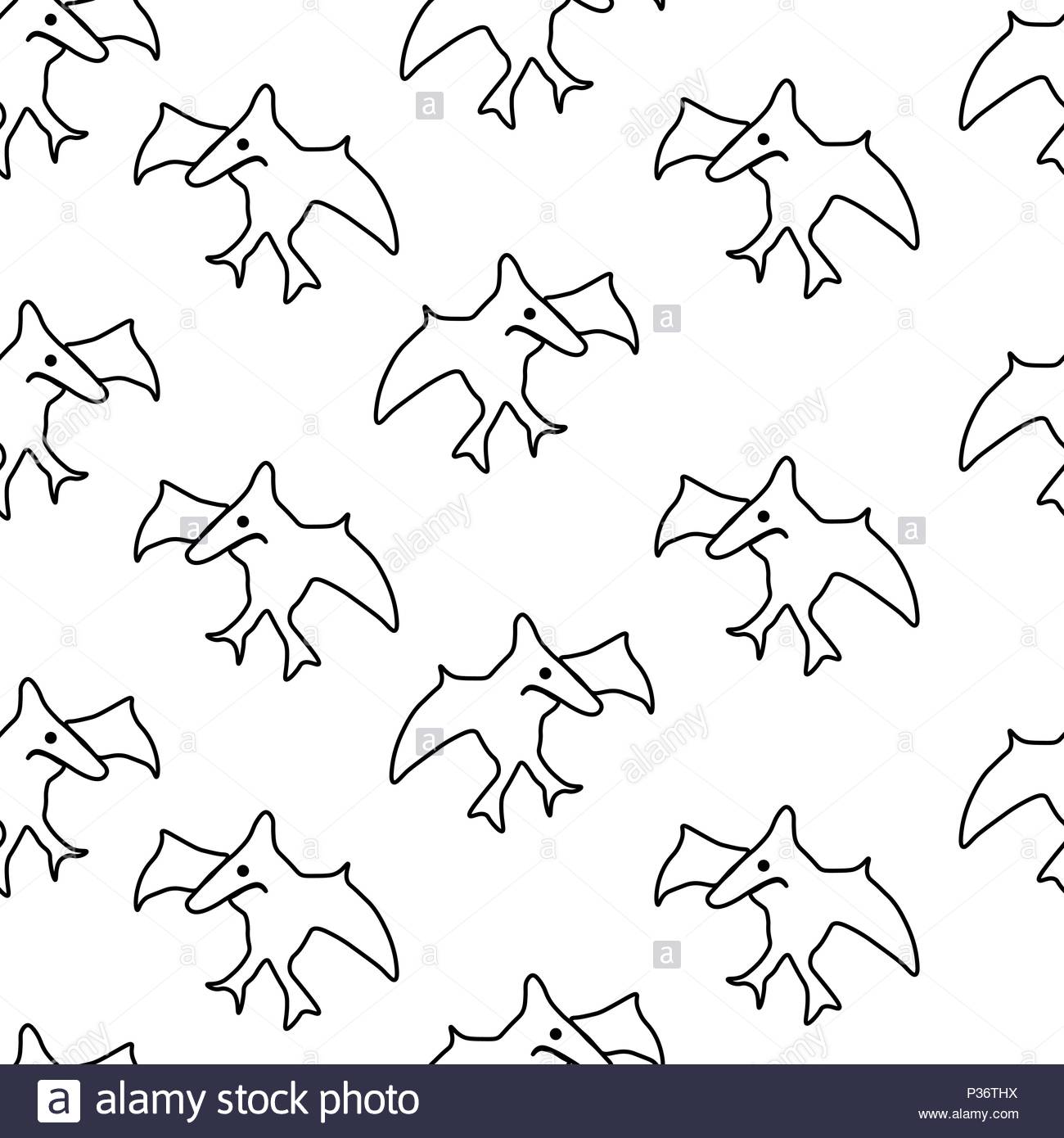 Seamless Pattern From Pterodactyl Vector Illustration Isolated