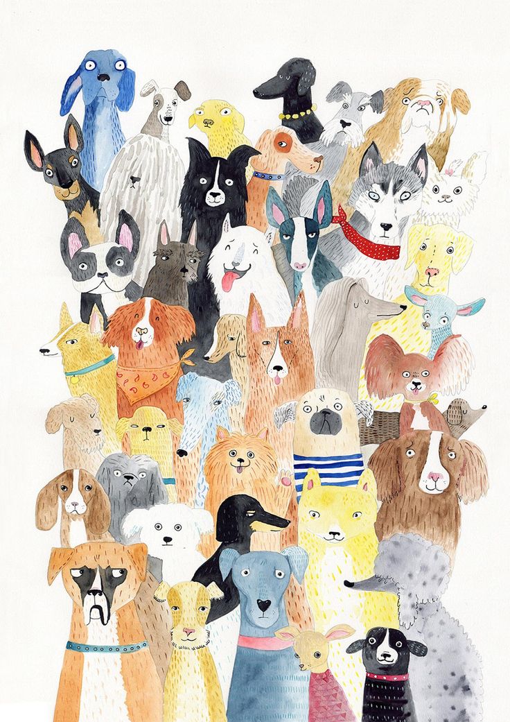 A4 Print Dogs Dog Illustration Art