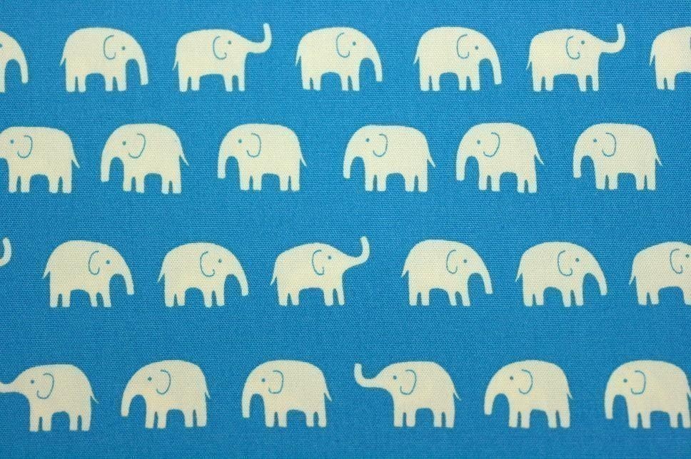 Super Kawaii Elephant Print Blue Background By Beautifulwork