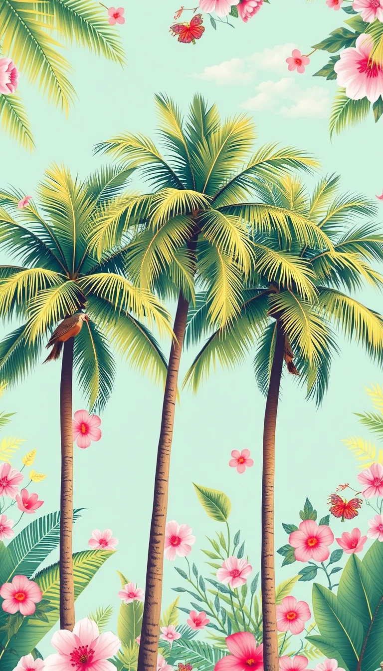 Tropical Preppy Summer Wallpaper