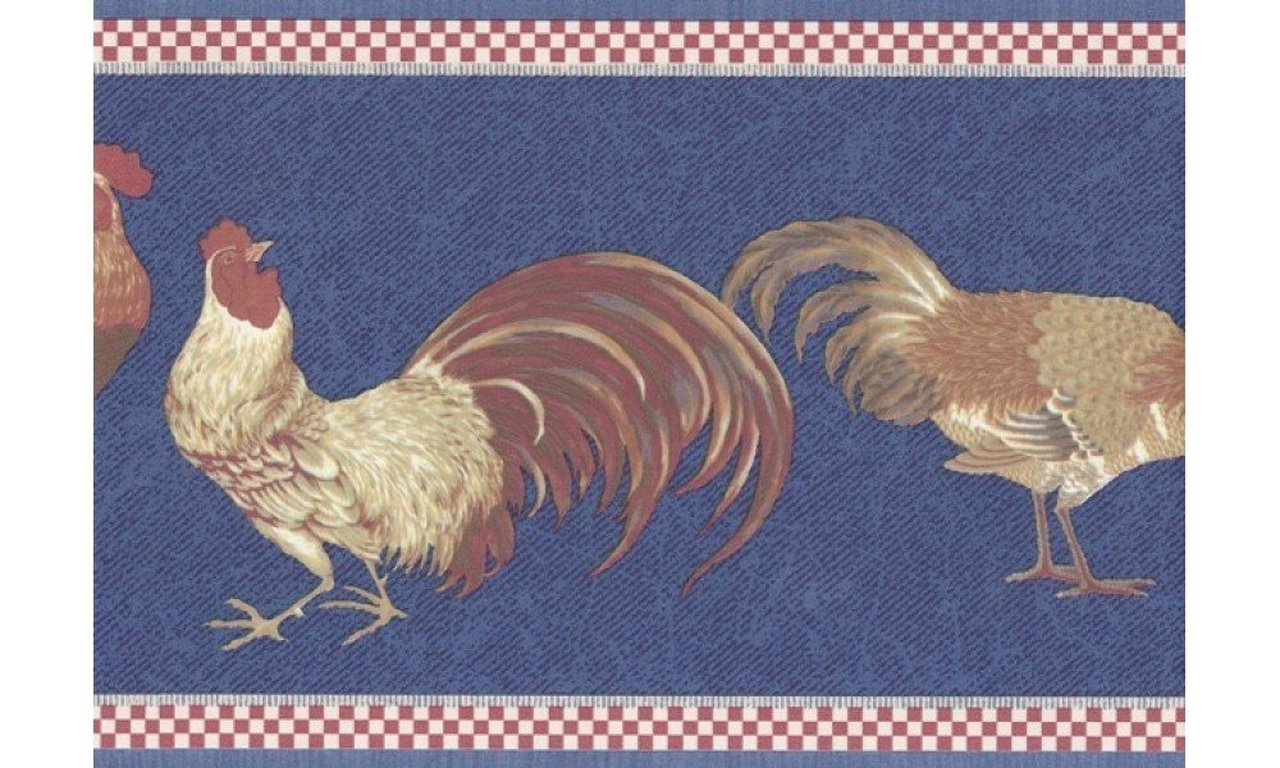 Rosedale Kcb8207 Country Roosters Wallpaper Border Blue The