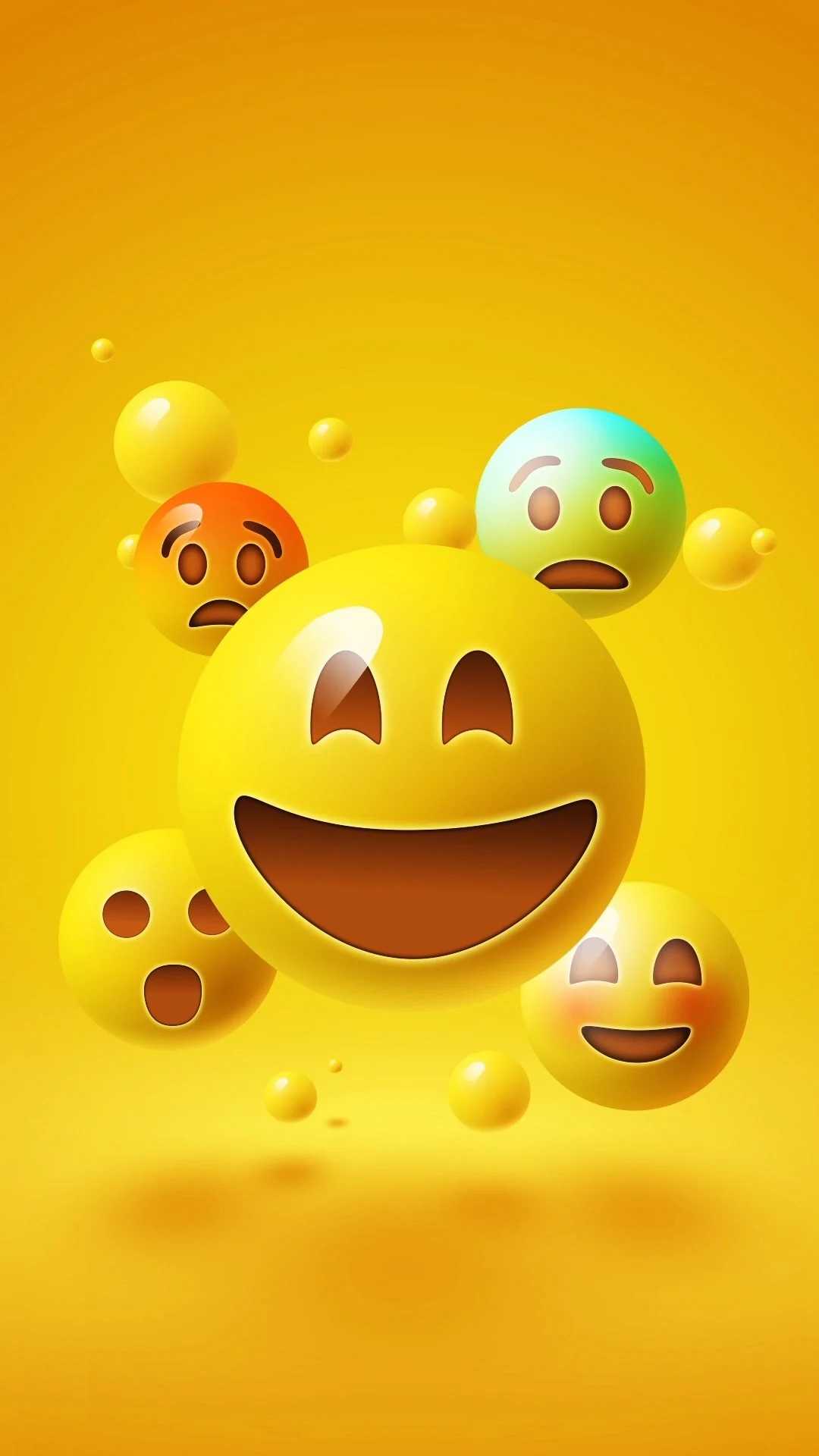 3D Smiley Faces on a Yellow Background