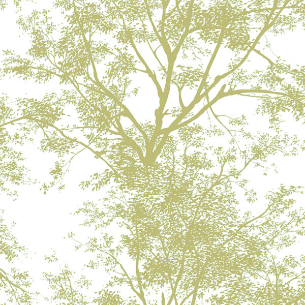 Cream with Green Tree Silhouette Wallpaper   Wall Sticker Outlet
