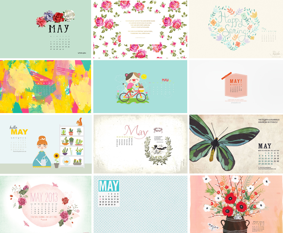 There are a ton of pretty floral May desktops out there free for the
