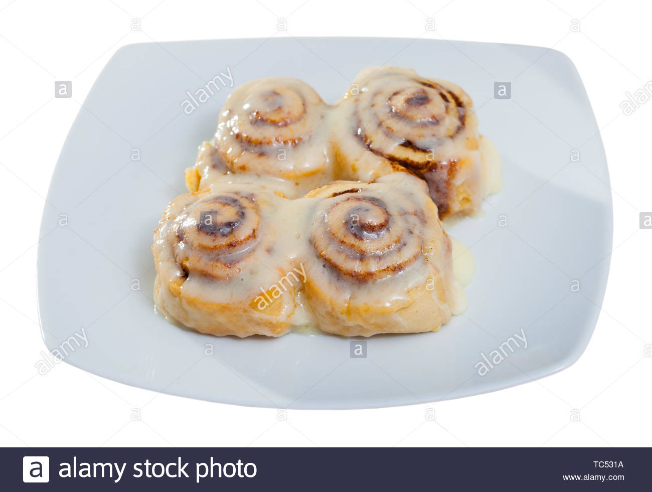 Vegan Cinnabon Rolls With Topping Isolated Over White Background
