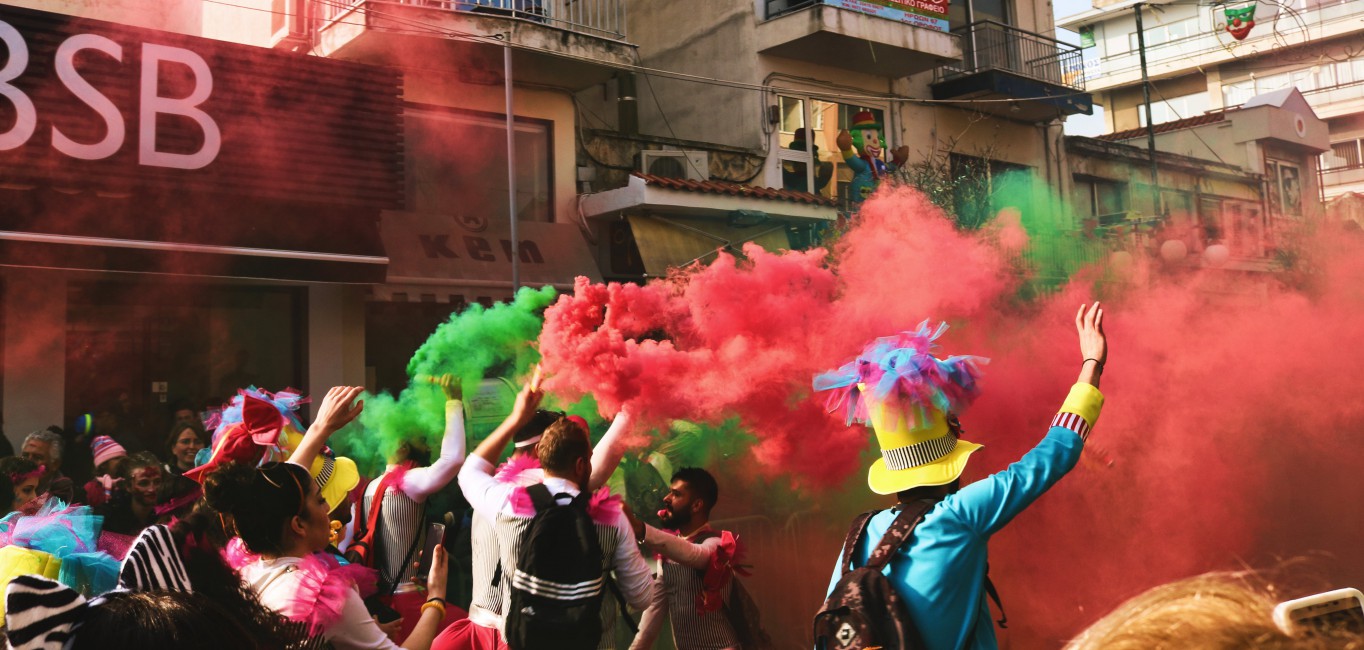 People Spraying Assorted Color Of Smoke Stock Photo Image