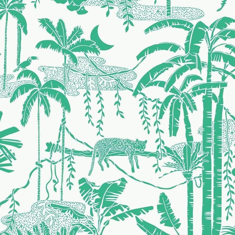 Jungle Dream Designer Screen Printed Wallpaper In Monteverde