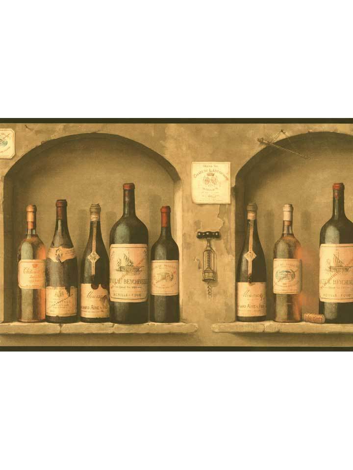 Wine Bottle Cork Kitchen Wallpaper Border Nv9652b