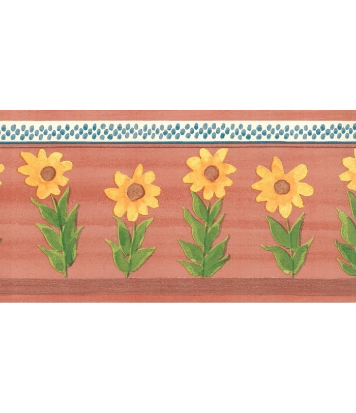 Old Rose Sunflower Wallpaper Border