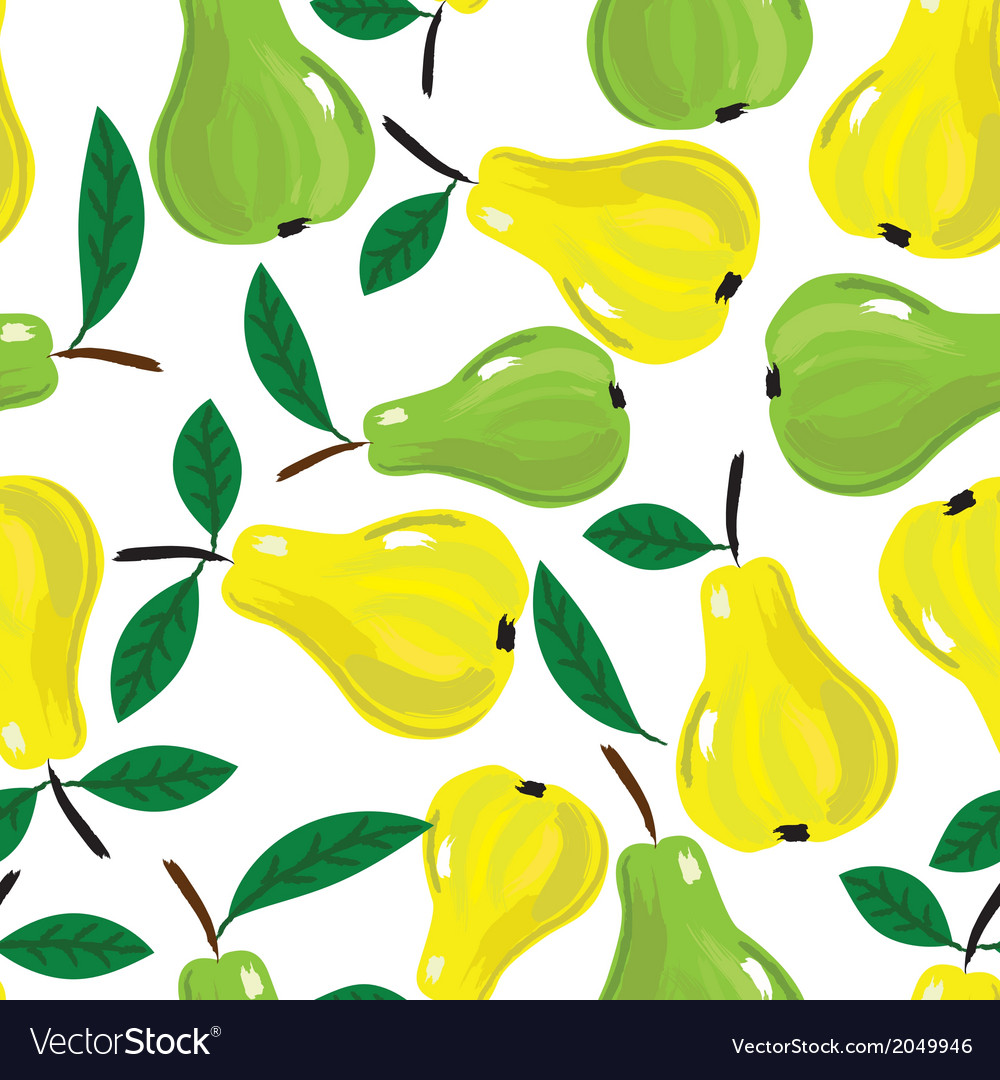 Fruit Pear Watercolor Seamless Background Vector Image