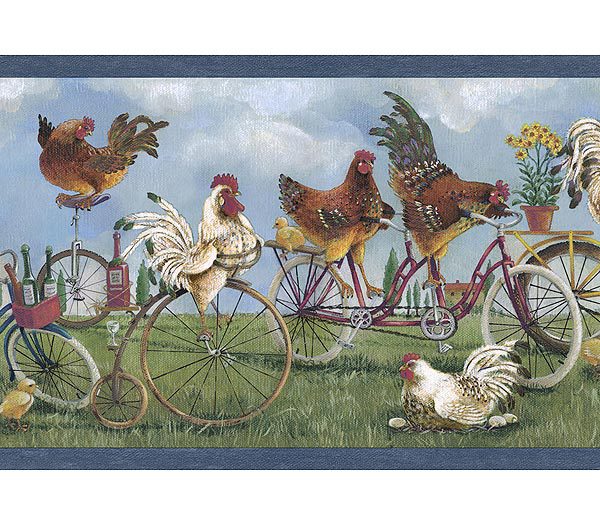 Rooster Wallpaper Border Grasscloth