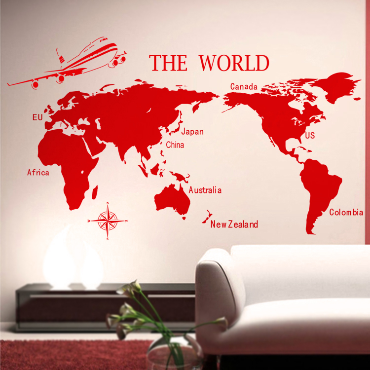 Large Size Wall Stickers World Map Wallpaper Home Decoration For Kids