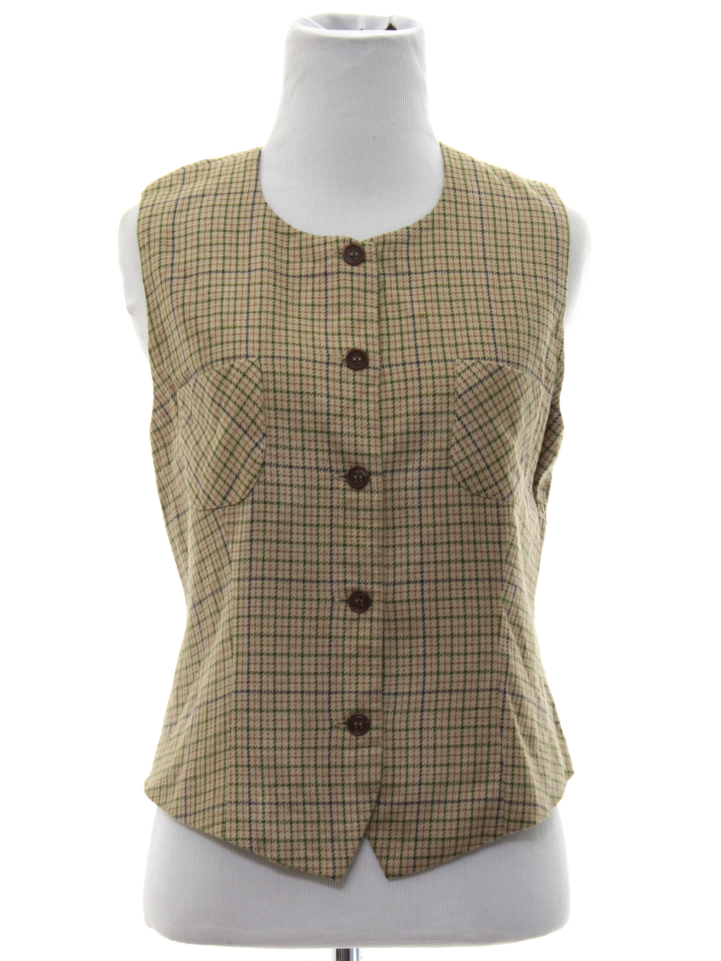 Vintage 80s Vest Petite Sophisticate Womens Light Tan