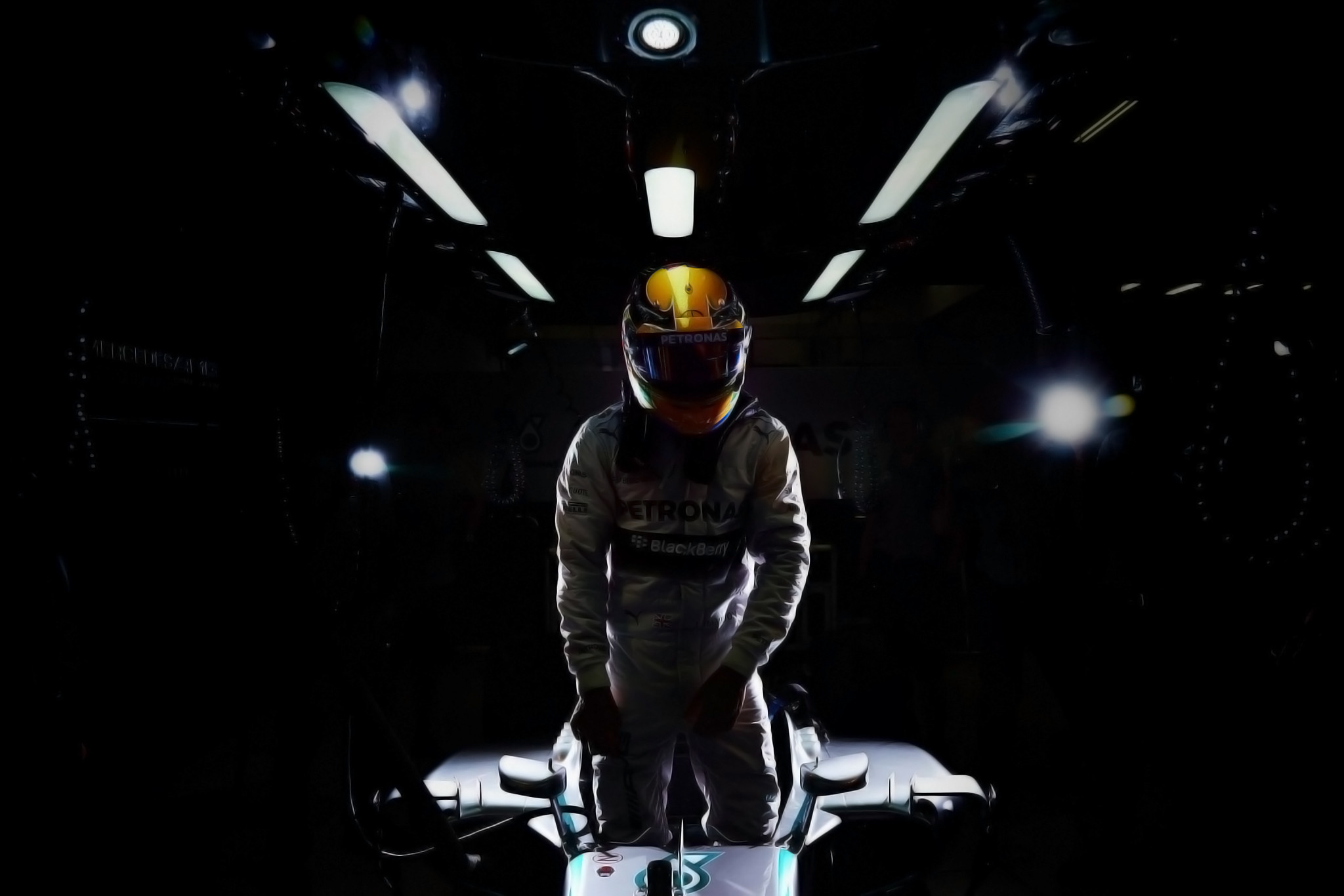 Lewis Hamilton F1   Mercedes AMG Petronas In Garage