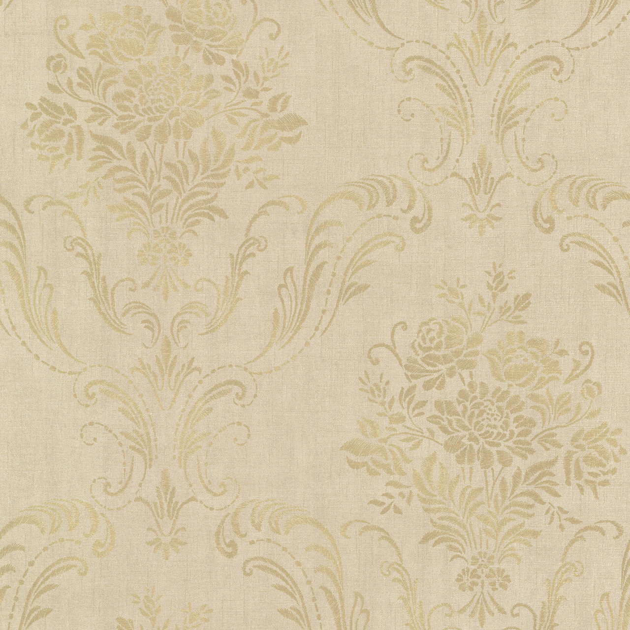 Brewster Avalon Manor Gold Floral Damask Wallpaper
