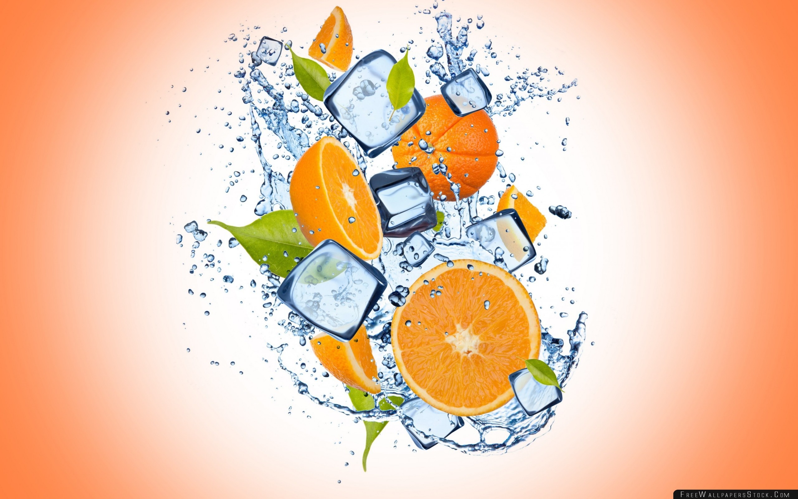 Orange Citrus Ice Spray Wallpaper Stock