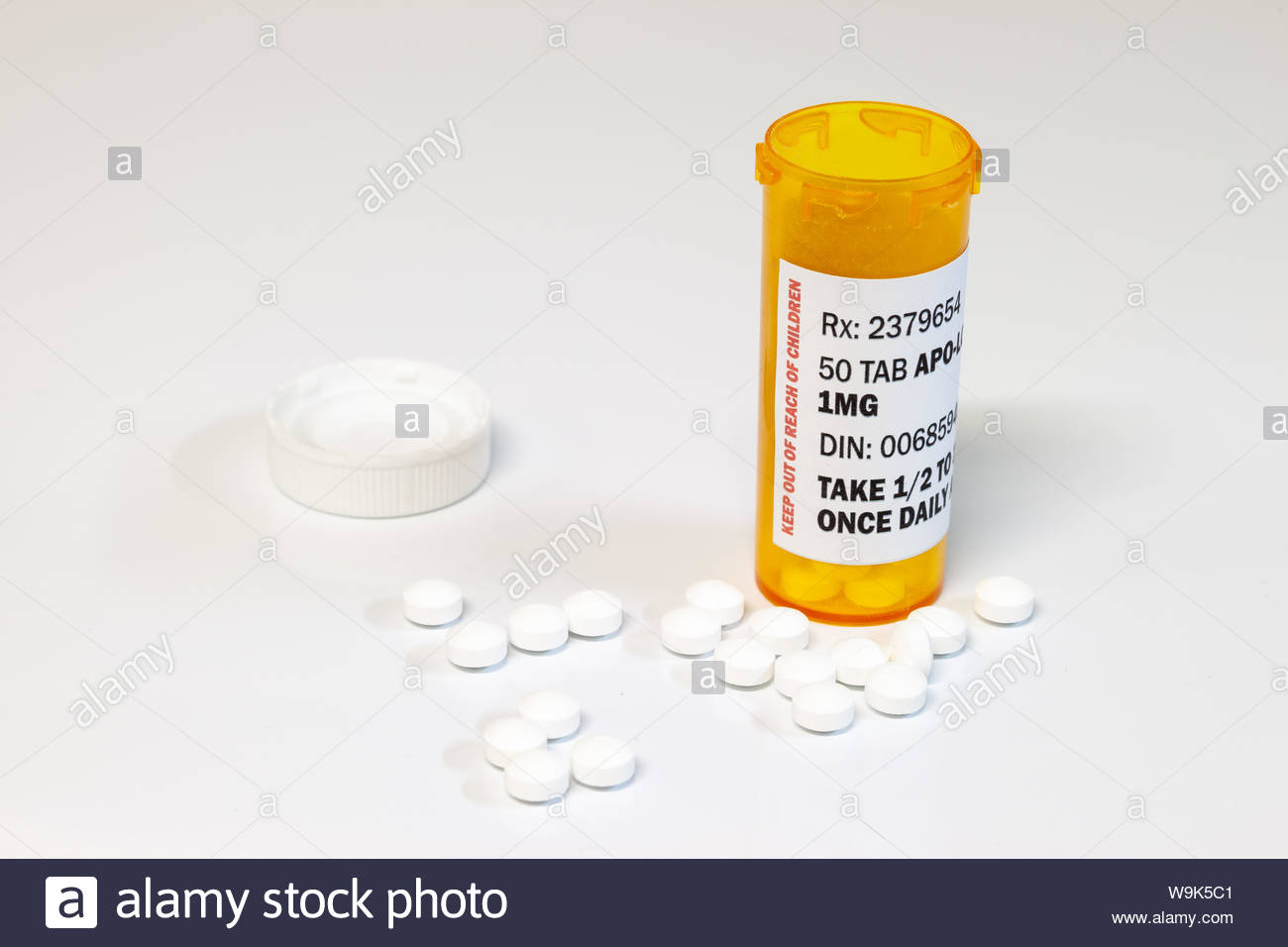 Prescription Bottle With Lorezapam On A White Background
