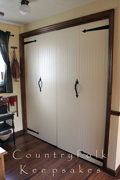 Beadboard Wallpaper On Bi Fold Doors Are Complete