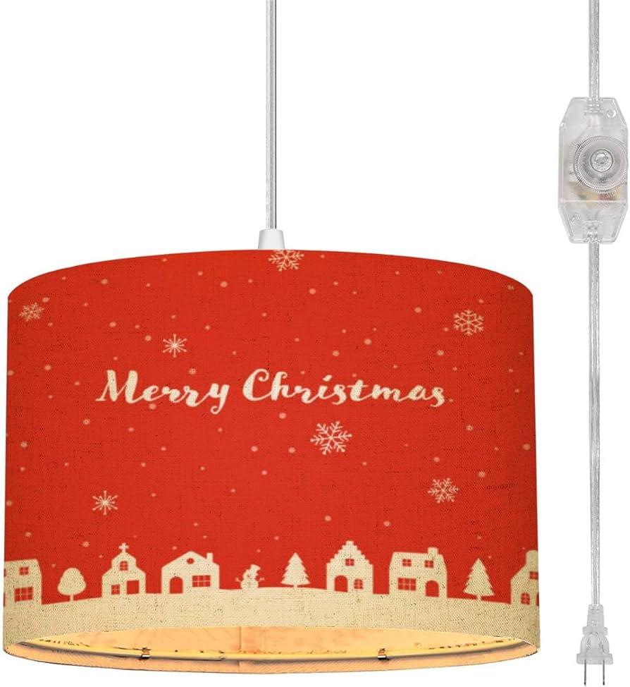 Plug In Pendant Light Hanging Lamp Cord With Christmas Houses