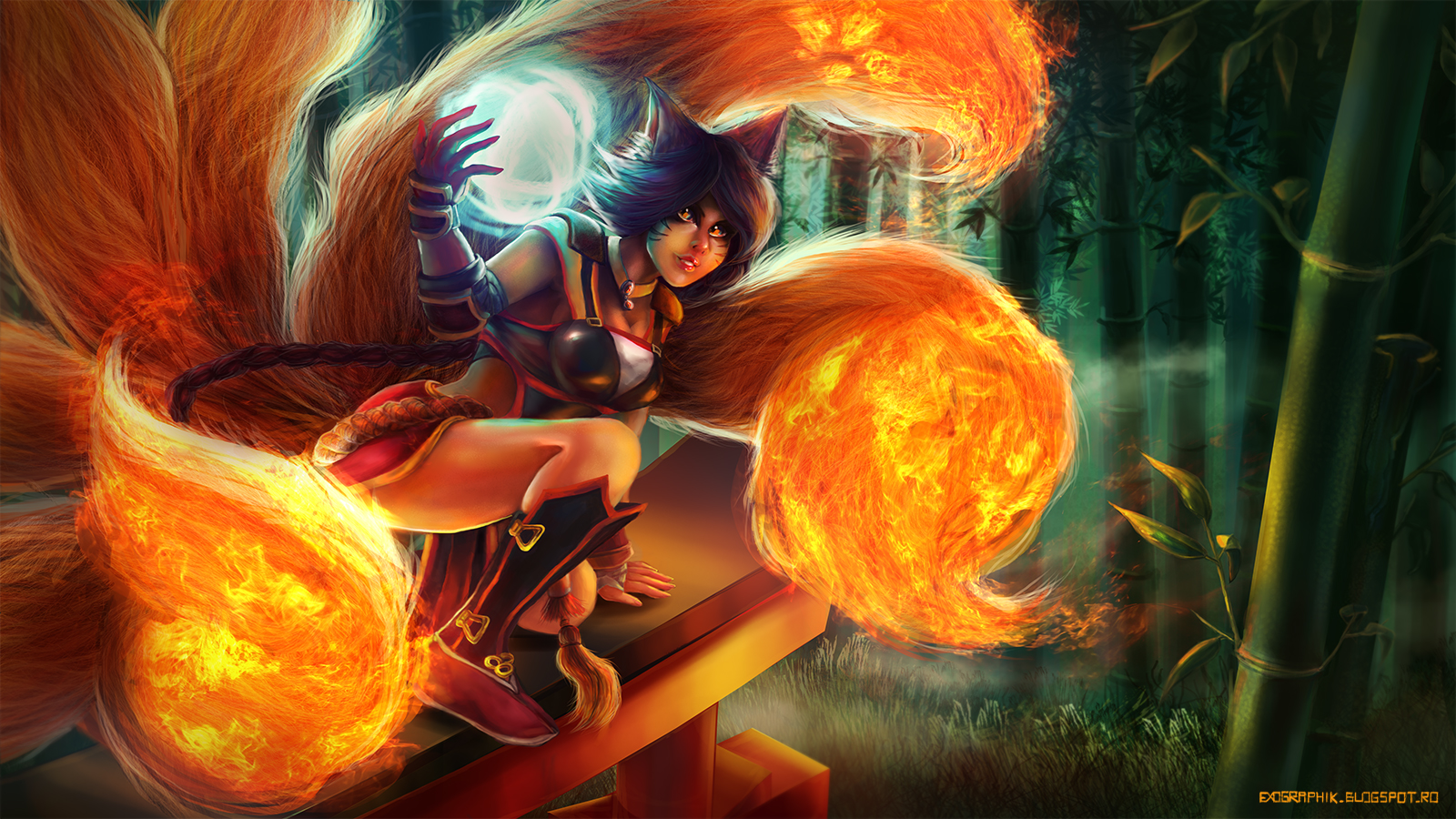 Firefox Ahri Skin Art League Of Legends Game Girl HD Wallpaper