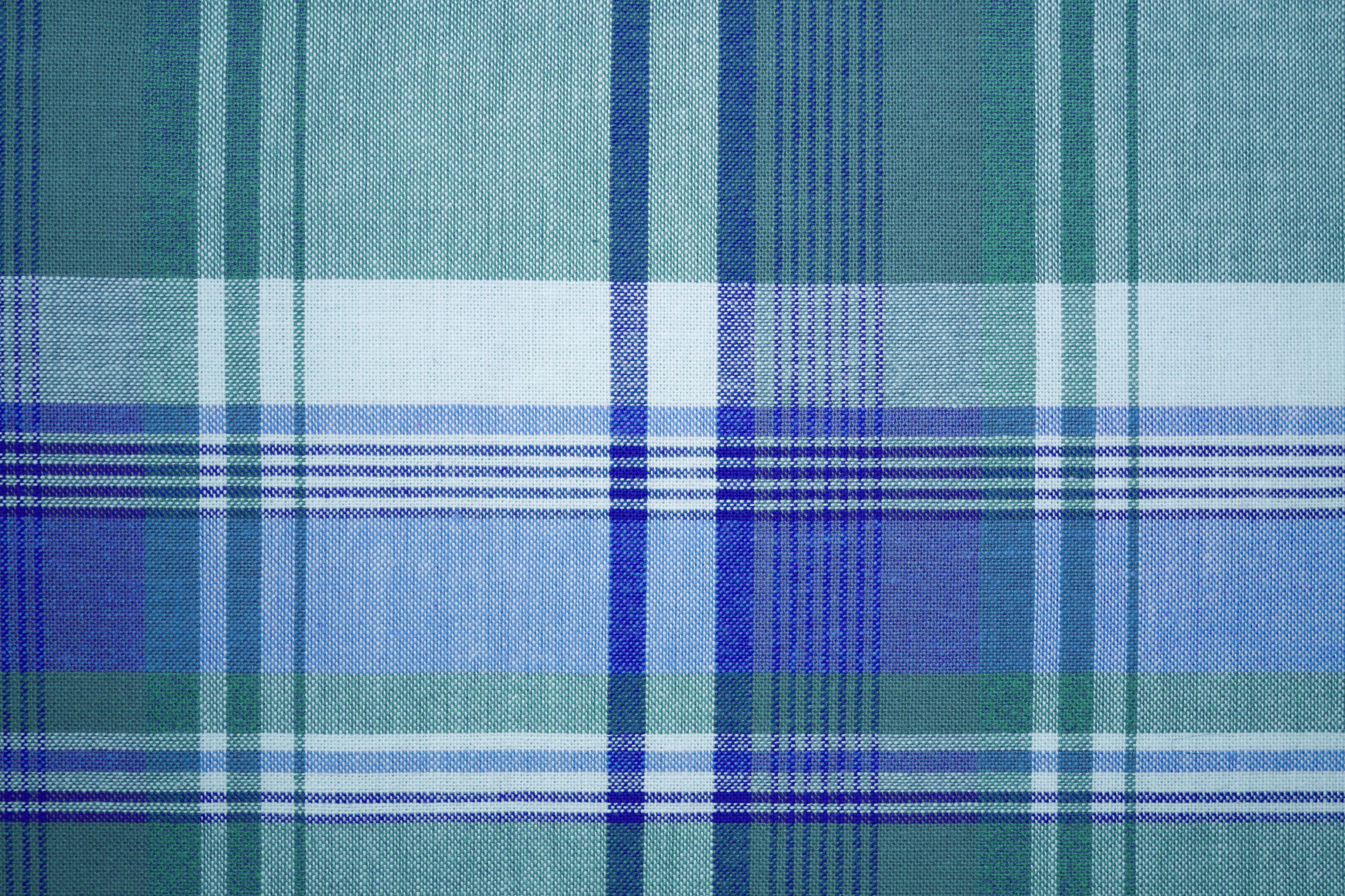 Blue Green Colored Plaid Fabric Texture High Resolution Photo