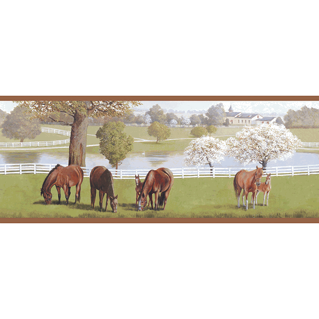 Western Horses in Corral at Fence Wallpaper Border by YORK    BH1802B