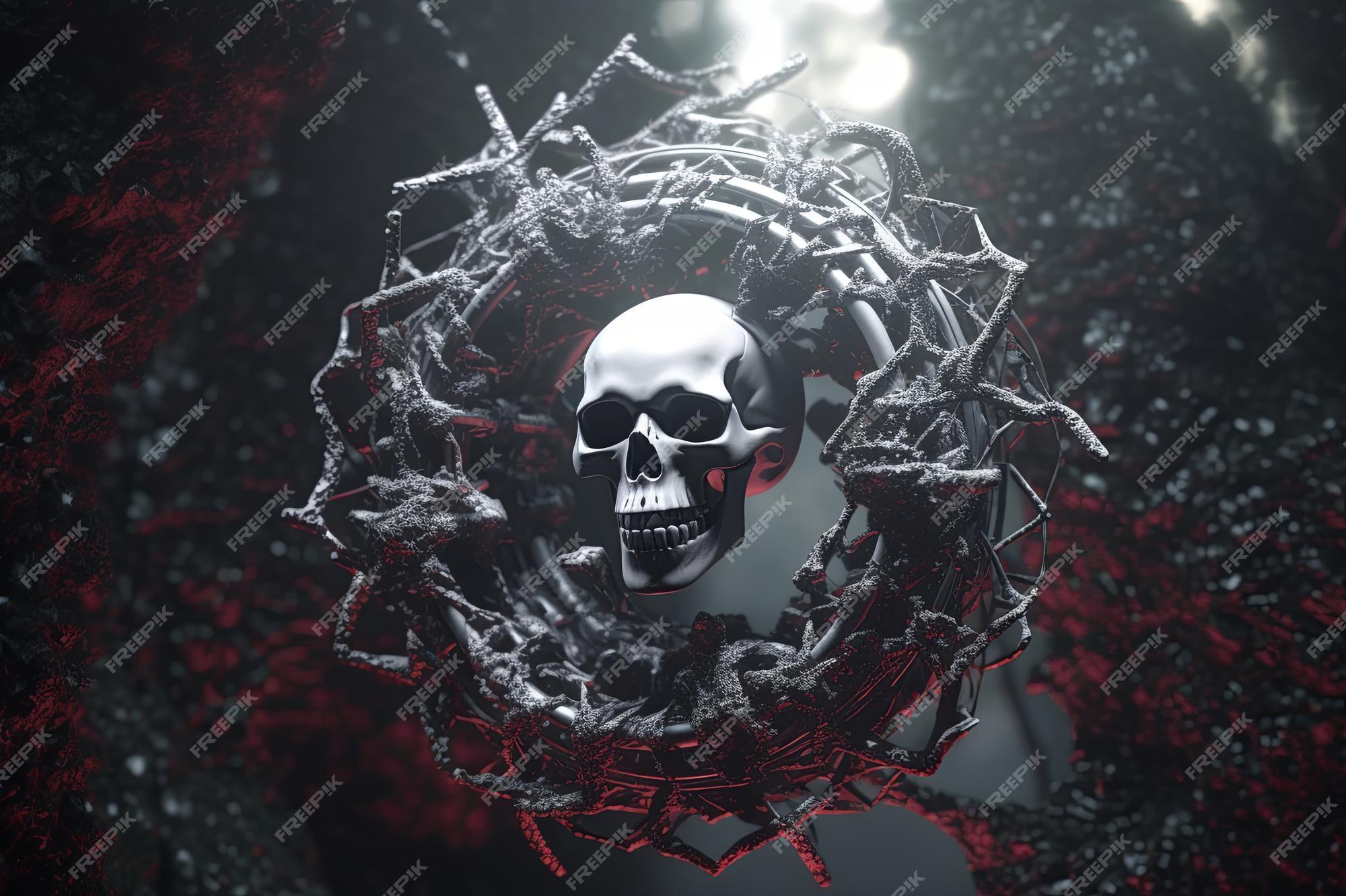 Premium Vector Cryptic Bizarre Dark Monster Skeleton Background
