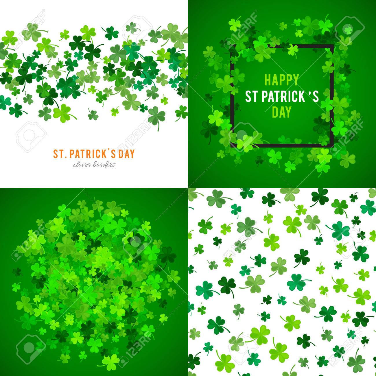 Set Of St Patricks Day Background Vector Illustration For Lucky