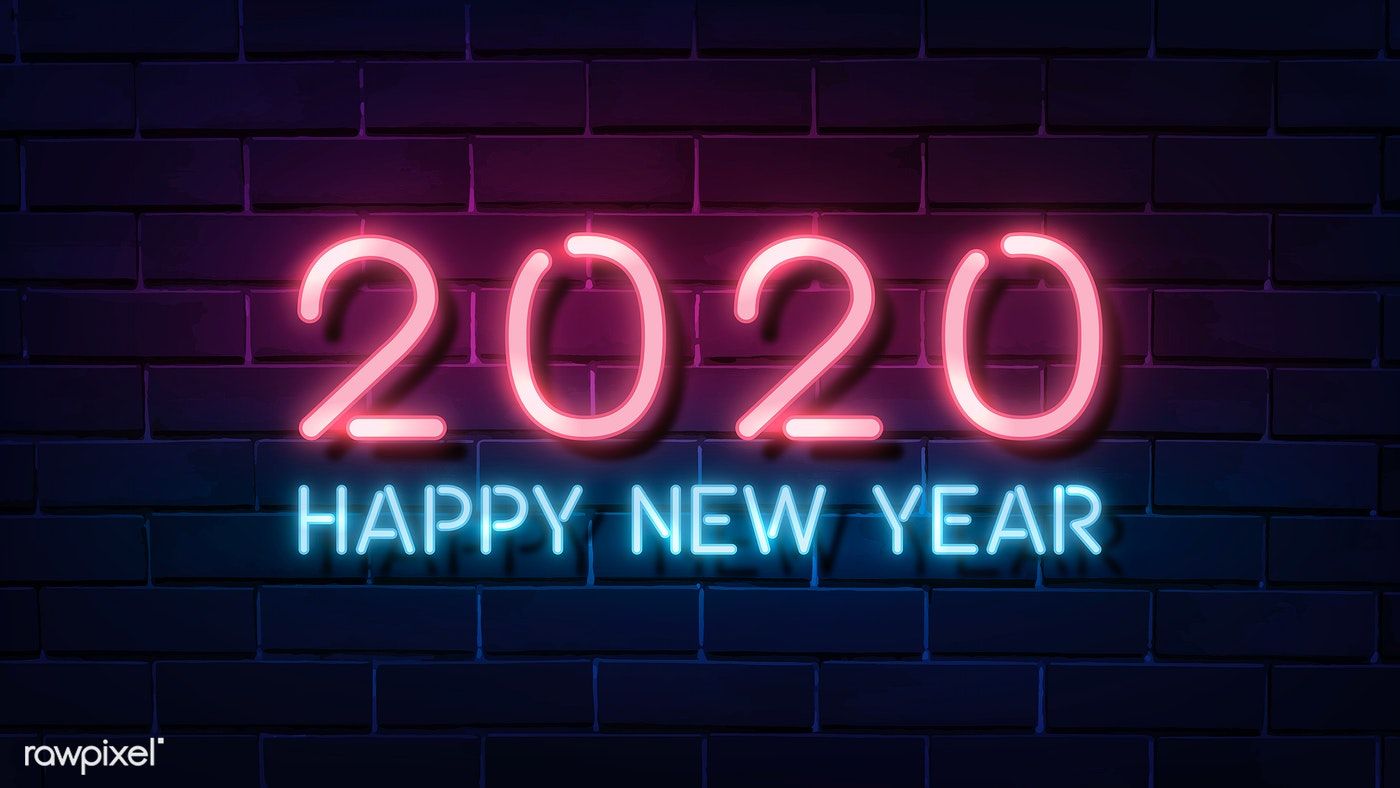 Download premium vector of Neon pink happy new year 2020 wallpaper
