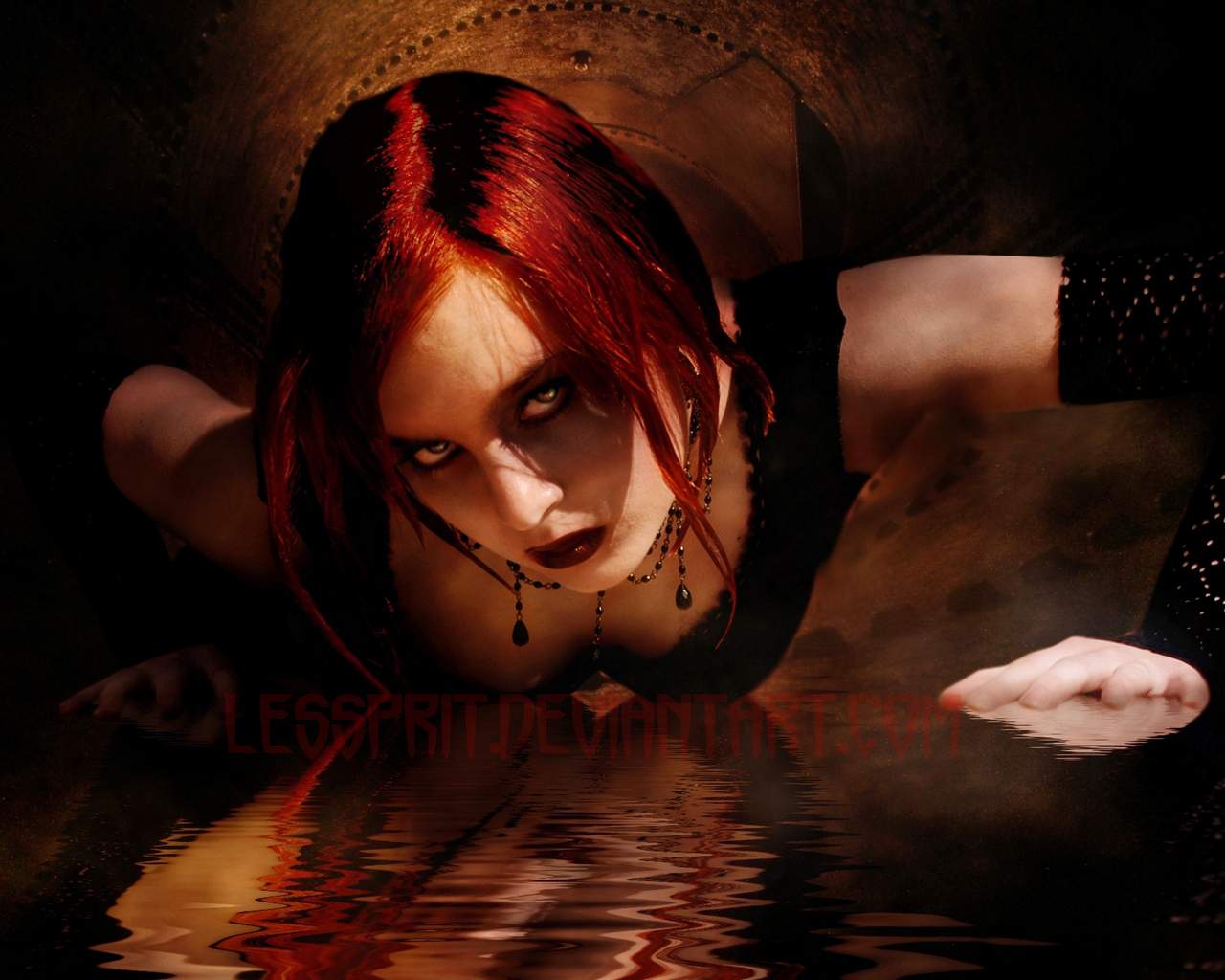 gothic wallpaper met meisje met rood haar gothic hd wallpaper