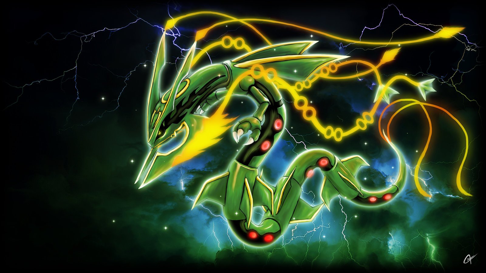 Shiny Mega Rayquaza HD wallpaper