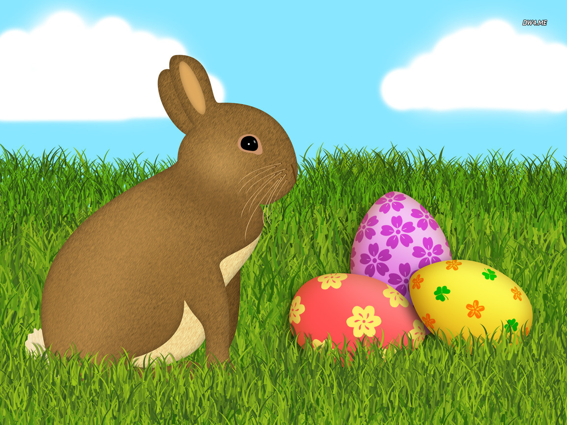 Easter Bunny And Eggs Wallpaper Holiday
