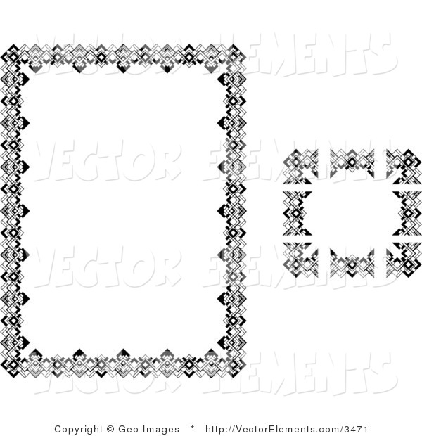 Stationery Border Of Zigzags And Triangles On A Solid White Background