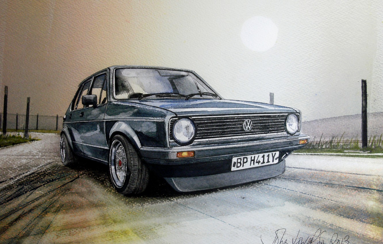 Wallpaper Figure Volkswagen Painting Gti Golf Ii Image For