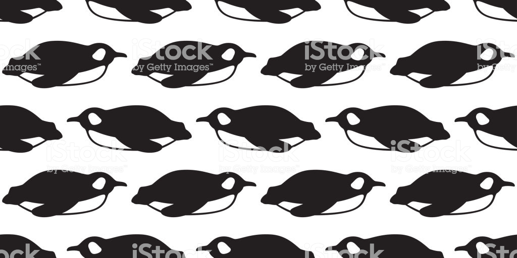 Penguin Seamless Pattern Vector Fish Salmon Bird Cartoon Tile